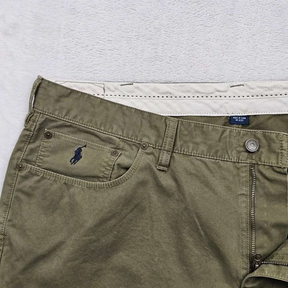 Polo Ralph Lauren Pants Mens 42x30 Olive Green Cotton Twill Straight Safari